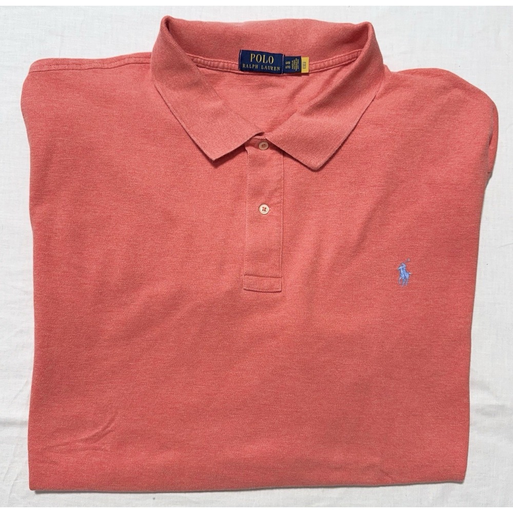 Vintage Polo Ralph Lauren Cotton Polo Shirt Coral Peach Mens Size 6XB Big & Tall